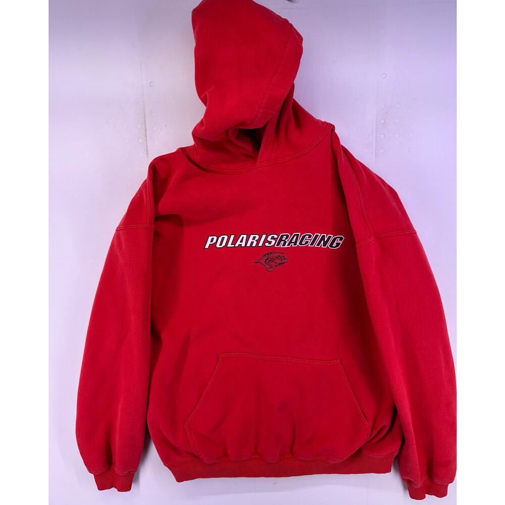 Vintage Polaris Racing Dragon Print Red Hoodie Size Large